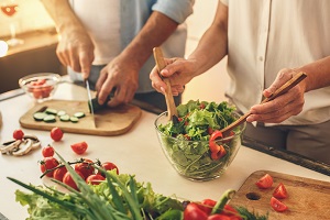 preparing salad