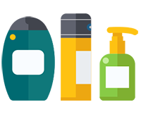Illustration of a basket of food and health care supplies
