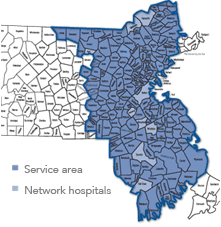 Steward Community Care network and service area map